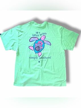 NWT Simply Southern Turtley Awesome Turtle T Shirt Bright Green Size XXL